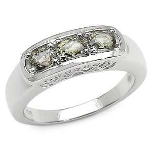  0.75 Carat Genuine Green Sapphire Sterling Silver Ring 