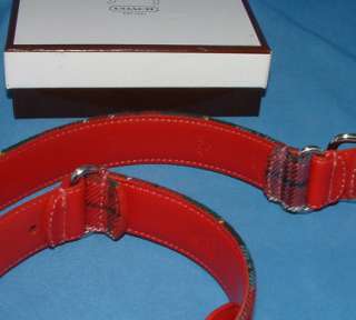 Coach Dog Collar NIB Red Tartan 22 26 inches Xtra Large Size  