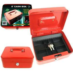 8 Inch Key Lock Cash Box with Coin Tray