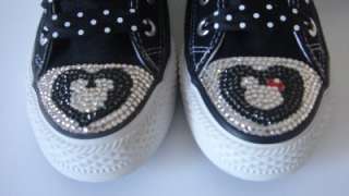 Black Convers Featuring Clear Mickey And Minnie Mouse Swarovski 