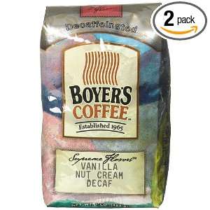 Boyers Coffee Vanilla Nut Cream Decaf, 16 Ounce Bags (Pack of 2 