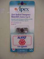 Medical Alert Bracelet 7.5 & Wallet Card DIABETES Typ2  
