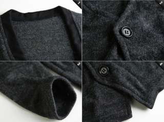   Stylish Double layered V neck Cardigan Jacket Black / Dark Grey  