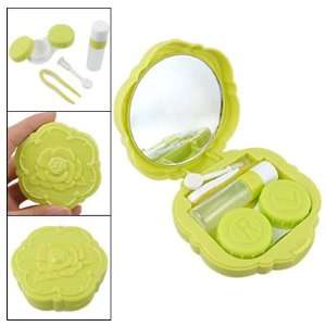  Plastic Green Contact Lens Case w Built in Round Mirror 