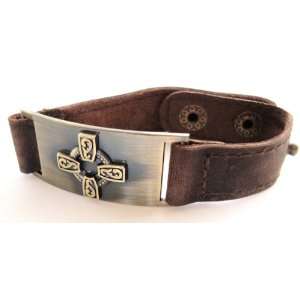  Celtic Cross Leather Bracelet, Adjustable Jewelry