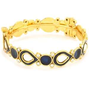   Gold Plated Crystal, Enamel and Mirrorwork Bangle Bracelet: Jewelry