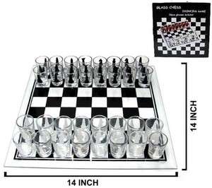 GIANT DRINKING SHOT GLASS GAME CHESS SET glasses board DRINK BAR GAMES 