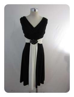 New Jessica Howard Black Ivory Empire Jersey Dress 18W $100 