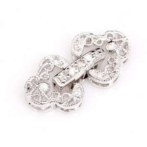  11x20mm 18K White Gold Plated Deco Clip Clasp set with 