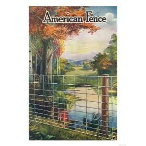  American Steel & Wire Co Fence Roadside Scene Landscape 