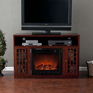   Mahogany Media TV Stand Console Electric Fireplace Mantle FE9303