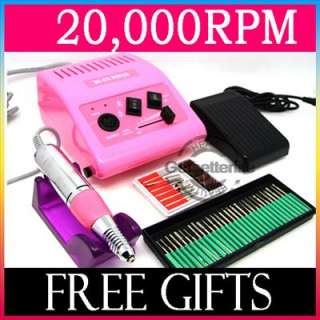 Pink 278 Electric Nail Manicure Pedicure Drill File Tool Kit 12v 