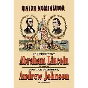 Union Nomination   Abraham Lincoln and Andrew Johnson   20x30 Gallery 