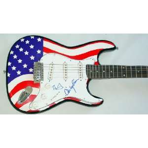 Carly Simon & Ben Taylor Signed USA Flag Guitar PSA/DNA