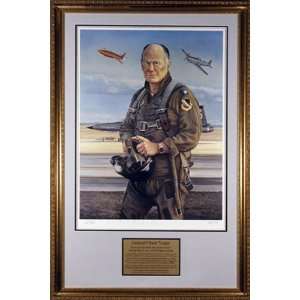  Chuck Yeager Framed Autographed Lithograph Sports 