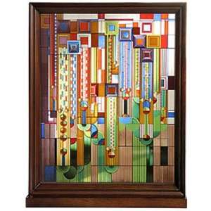  Frank Lloyd Wright Saguaro Wood Framed Stained Glass
