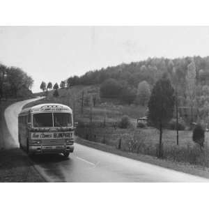 Hubert Humphreys Bus Traveling While Campaigning in West Virginia 