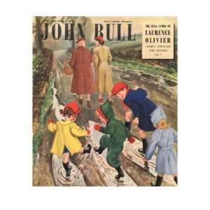 John Bull, Puddles Winter Magazine, UK, 1949 Vintage Art Premium 