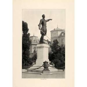  1910 Print King Charles XII Carl Stockholm Sweden Statue 