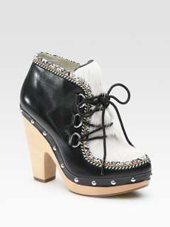 Belle by Sigerson Morrison   Leather and Calf Hair Eskimo Ankle Boots 