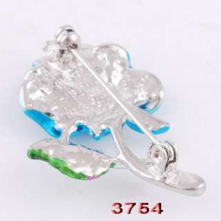 Flower Brooch Pin Ladies 33*25MM 6Colors 1p Enamel White Gold Plated 