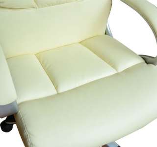   Leather Executive Cream High Back Manager Computer Office Chair Swivel