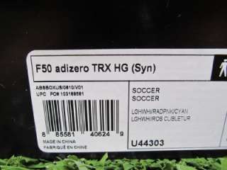 Adidas F50 Adizero TRX HG Syn Soccer Cleats Boots WHITE/PINK/BLUE 