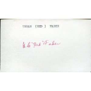  Urban Red Faber Autographed 3x5 Card   Autographed MLB 