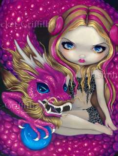 Shimmering Pink Dragon fantasy fairy eye art BIG PRINT  
