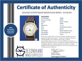 RARE VINTAGE MOVADO GENTRY SWISS MOON PHASE GOLD WATCH   87 03 822 