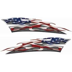   Reflective American Flag Motorcycle Gas Tank Flame Decals: Automotive
