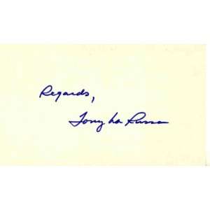 Tony LaRussa Autographed 3x5 Card