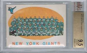 1959 Topps NEW YORK GIANTS Team Card # 133 (BVG 9.5)  