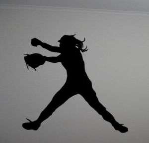 Fast Pitch Softball Silhouette Girls Wall Decor Decal  