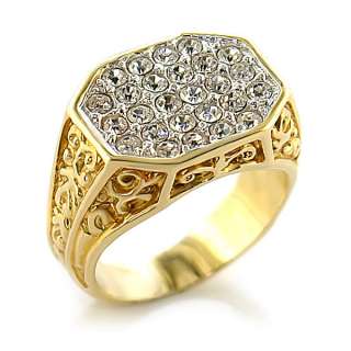 14k Mens Gold Plated Austrian Crystal Ring CZ Ring (size 12)  