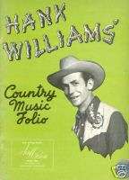 HANK WILLIAMS COUNTRY MUSIC FOLIO SONG BOOK  