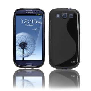 Black TPU Case + 3 Pack Clear Screen Protector for Samsung Galaxy S 3 