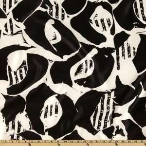  58 Wide Dupionette Faux Silk Abstract Black/White Fabric 