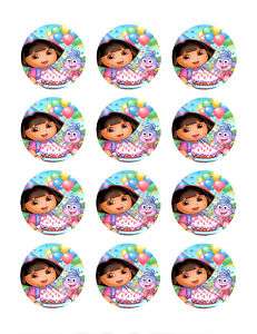 DORA BIRTHDAY #392 2/2 CUPCAKE ICING TOPPERS  