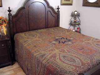 Cashmere Jamawar Indian Bedding Bedspread Paisley Throw  