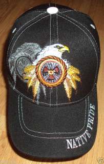 Native Pride Feather Indian American Eagle Ball Cap Hat  