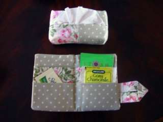 Pink Rose TeaBag/Credit Card Wallet + Tissue Holder Set  