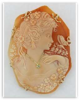  this 14kt hand carved italian cameo with diamond 