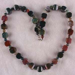 New India Agate Jasper Beads Necklace Gemstone Strand 18L  