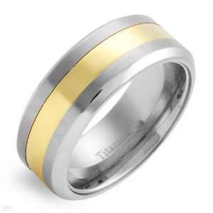 Brand New Gentlemens Band Ring Crafted In 14K/Ti Gold Plated Titanium 