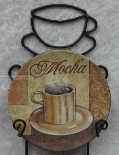 Coffee Mini Display Plates In Metal Wall Rack Cappuccino Espresso 