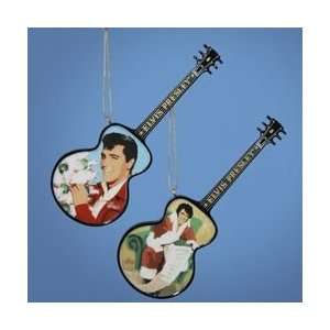   of 12 Elvis Presley Hawaiian & Santa Claus Guitar Christmas Ornaments