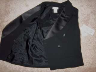 NEW $192 Liz Claiborne black tuxedo 2pc wool Suit Skirt Vest size 12 