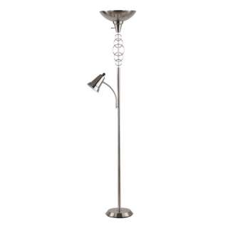 Zoomed Portfolio Brushed Nickel Floor Lamp with Reading Lamp