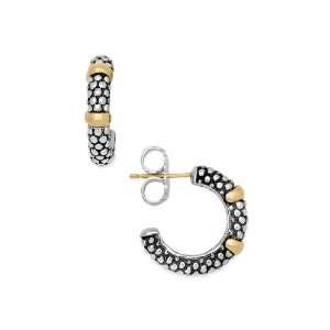  Lagos Two Tone Caviar Hoop Earrings Jewelry